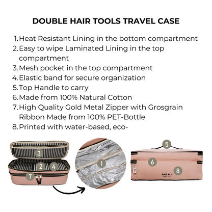 Double Hair Tools Travel Case, Pink/Blush | Bag-all