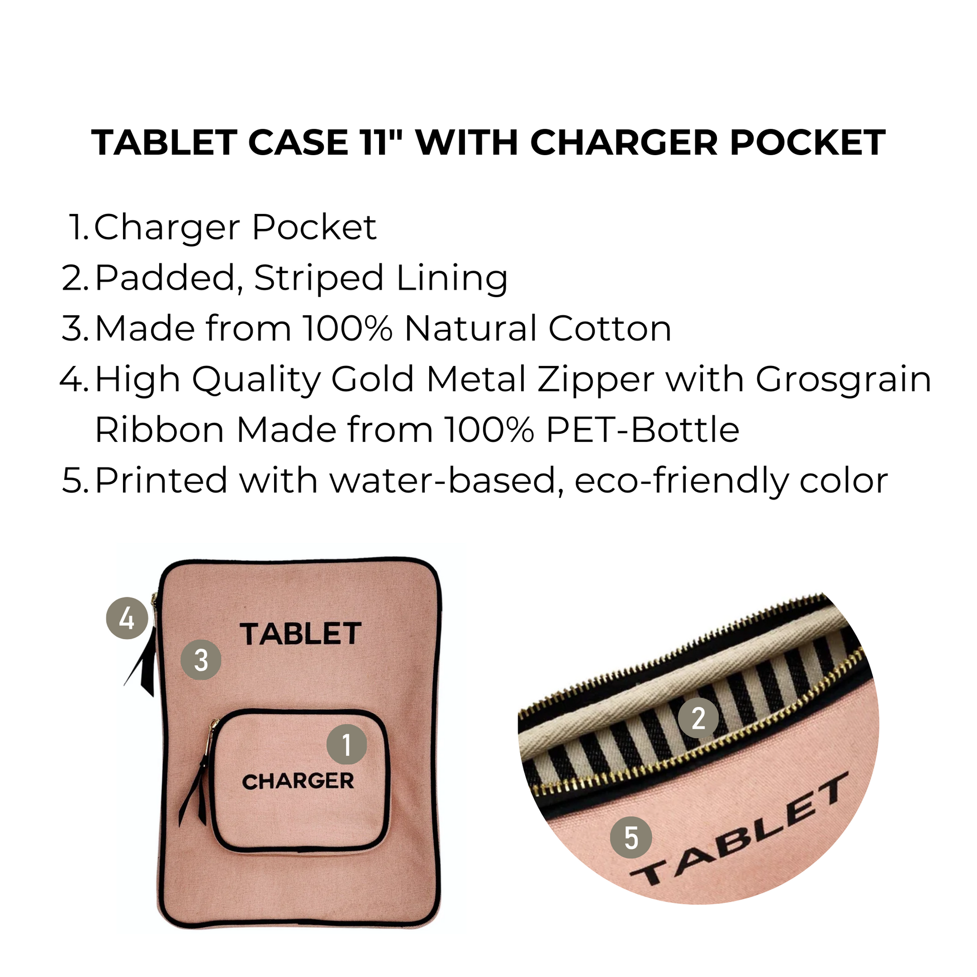 Tablet Case 11", Charger Pocket, Pink/Blush | Bag-all