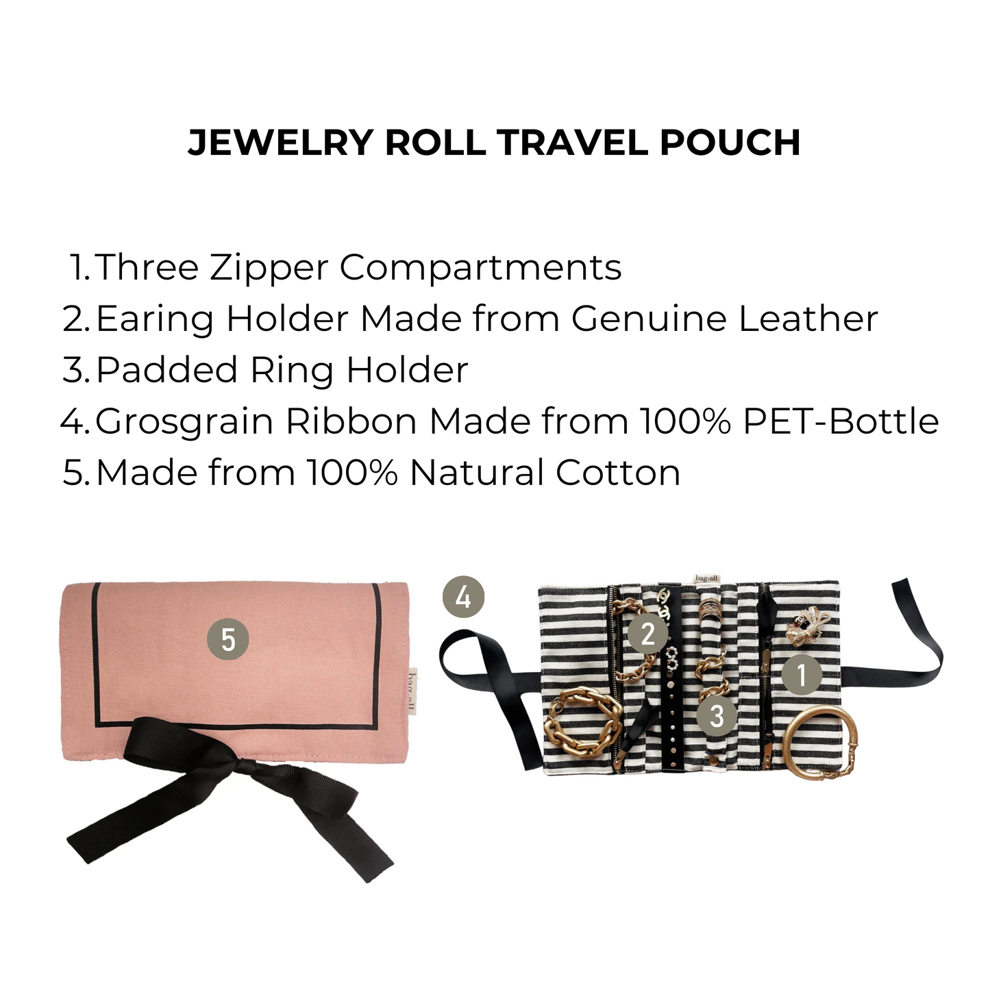 Jewelry Roll, Travel Pouch, Pink/Blush | Bag-all