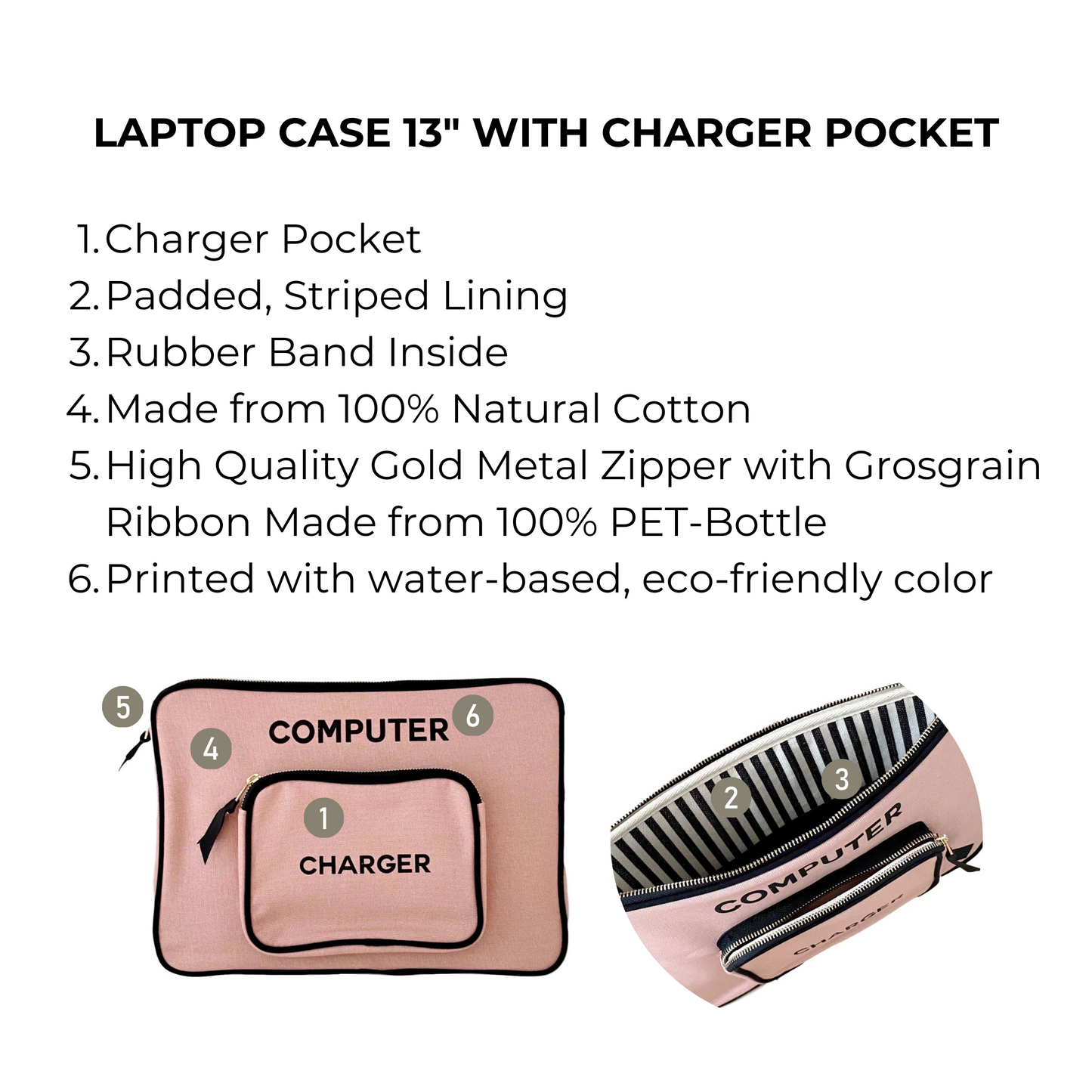 Laptop Case, Charger Pocket, 13" Pink/Blush | Bag-all