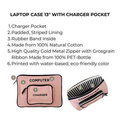 Laptop Case, Charger Pocket, 13" Pink/Blush | Bag-all