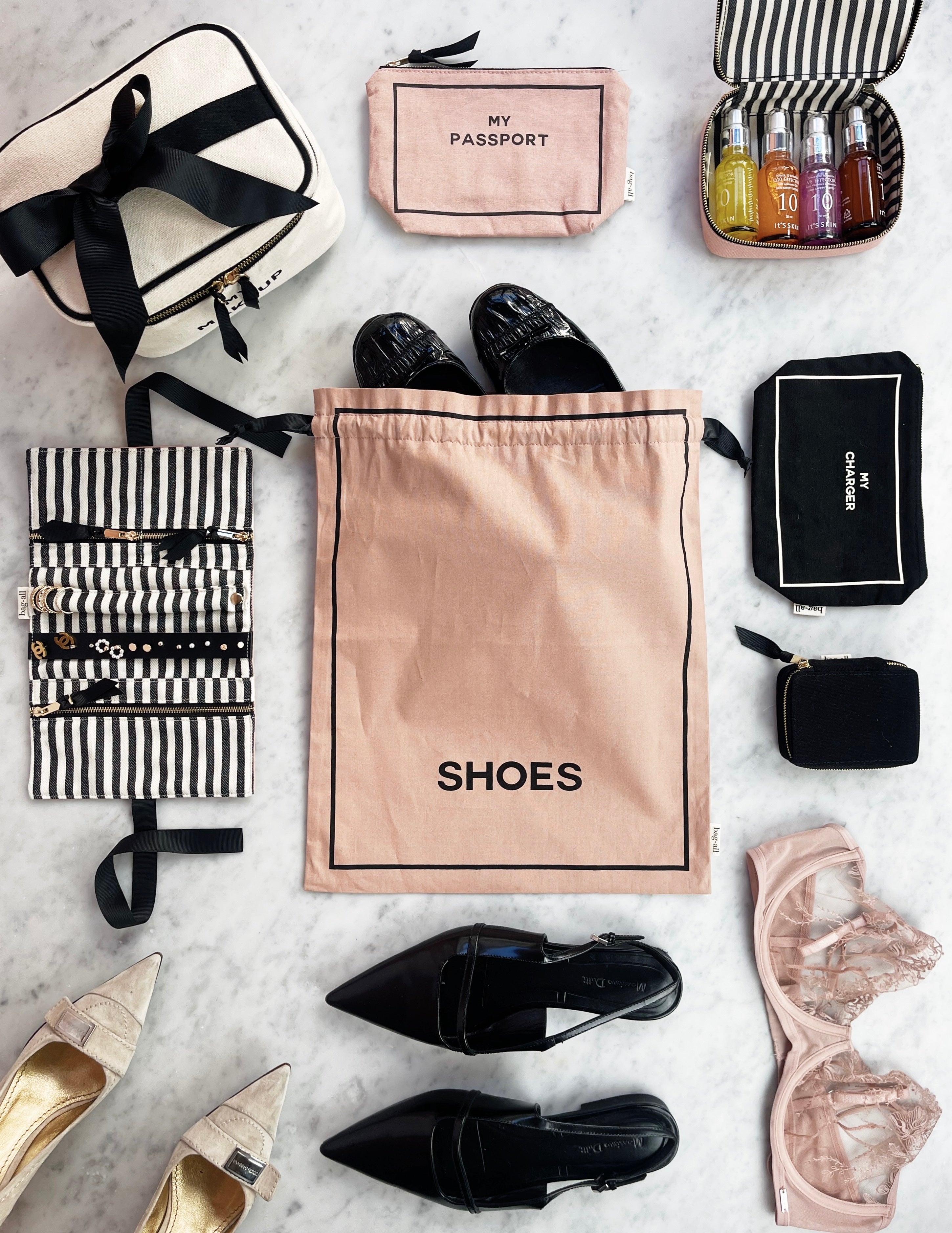 Sac de Chaussures "Shoe Organizing Bag", Rose Poudré | Bag-all Europe