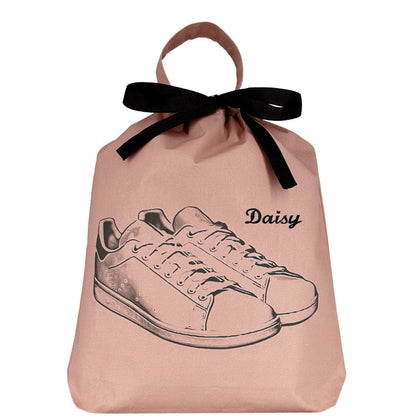 Tennis Sneaker Shoe Bag, Pink with Gray Print | Bag-all