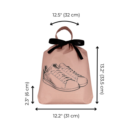 Tennis Sneaker Shoe Bag, Pink with Gray Print | Bag-all