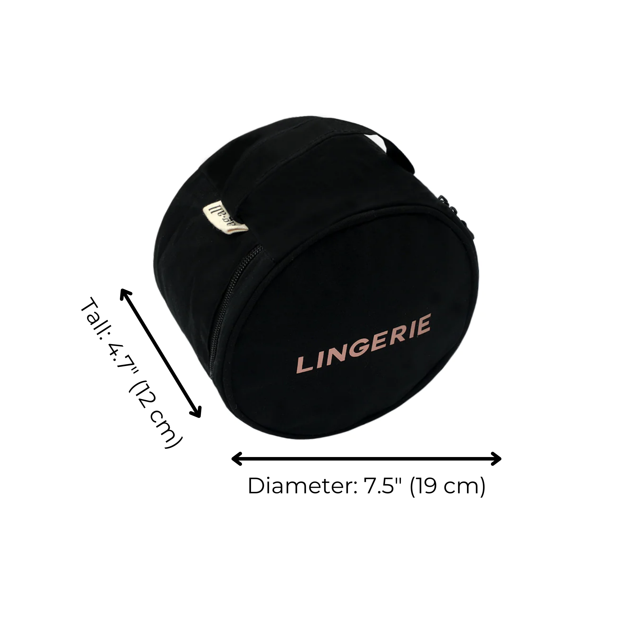 Round Lingerie Case, Black | Bag-all