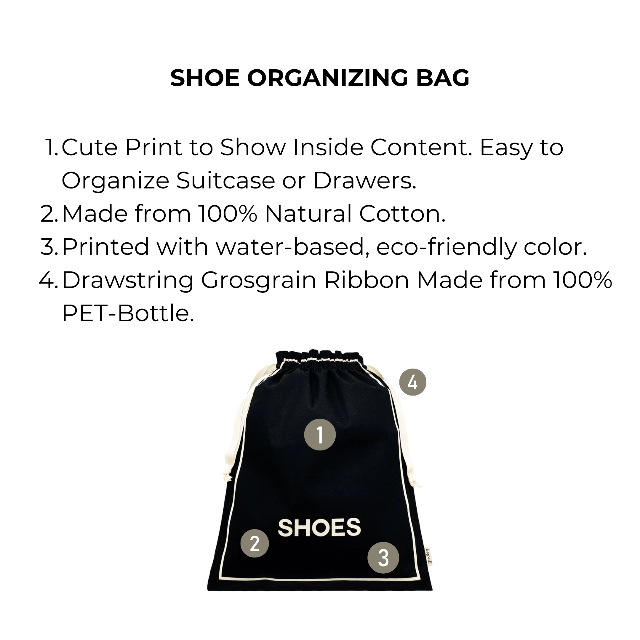 Shoe Organizing Bag, Black | Bag-all