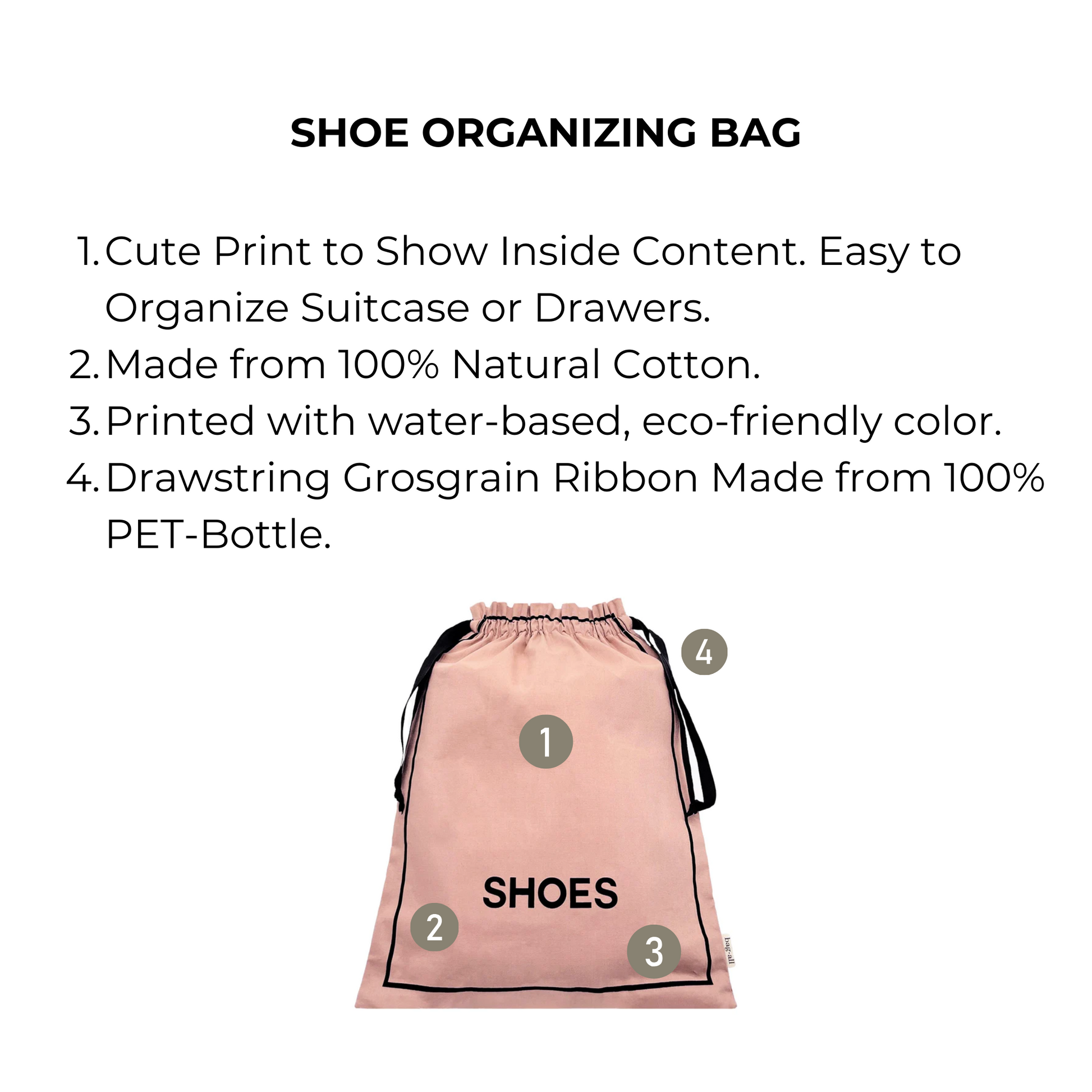 Shoe Organizing Bag, Pink/Blush | Bag-all