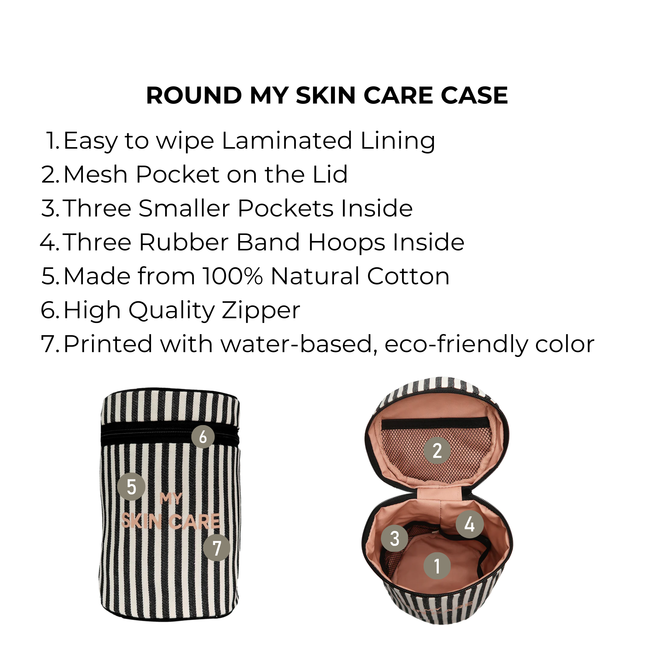 Round My Skin Care Case, Striped | Bag-all