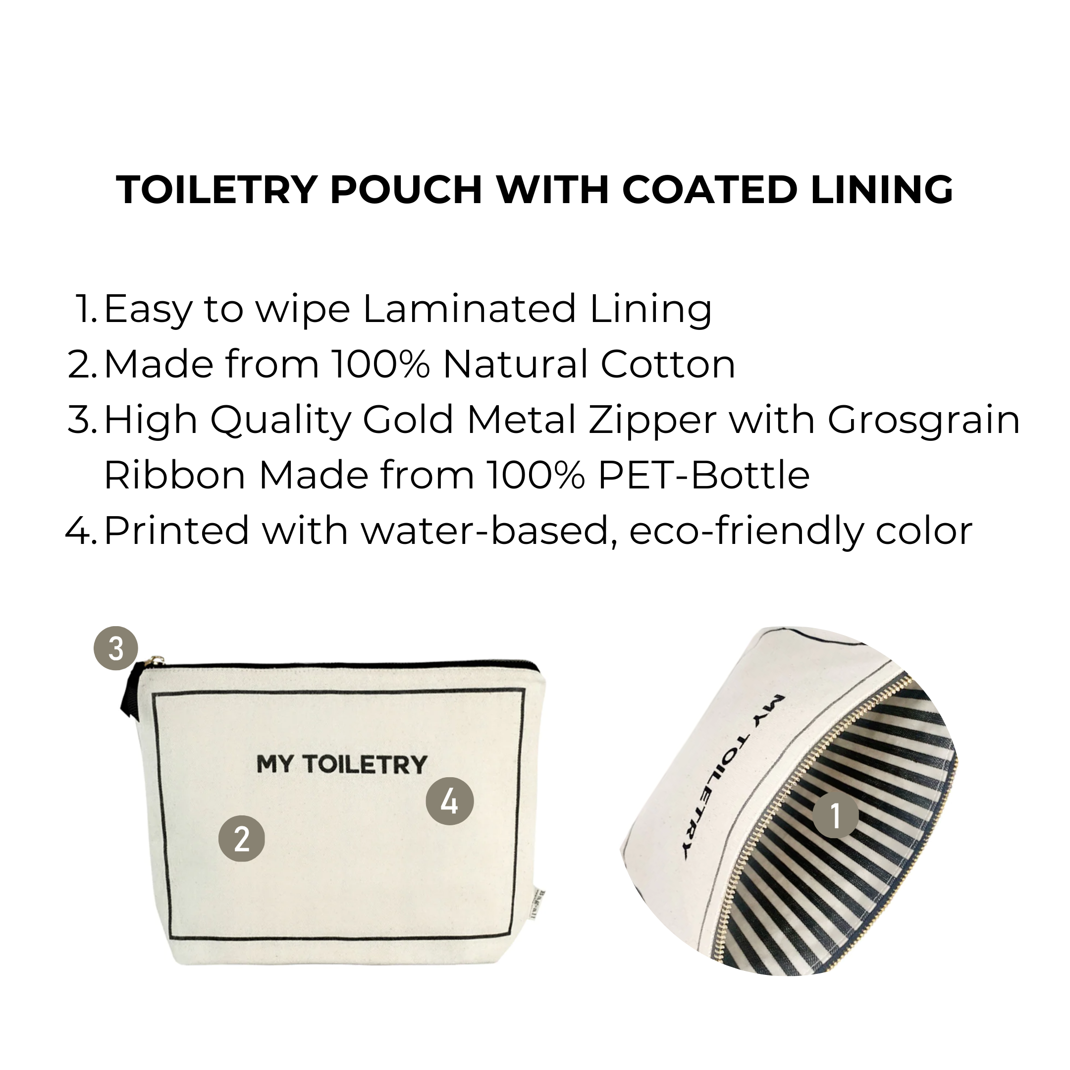 Toiletry Pouch with Coated Lining, Cream | Bag-all