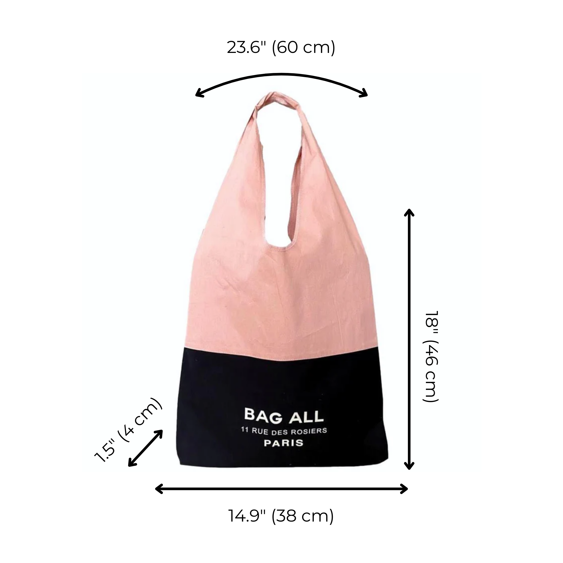 Bag-all Two Tone Tote Bag Paris, Pink/Black | Bag-all