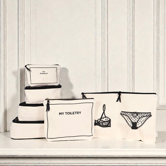 Cream Bag-all Weekend Essential Packing Set 4-pack with toiletry and makeup bags in gallery position one display