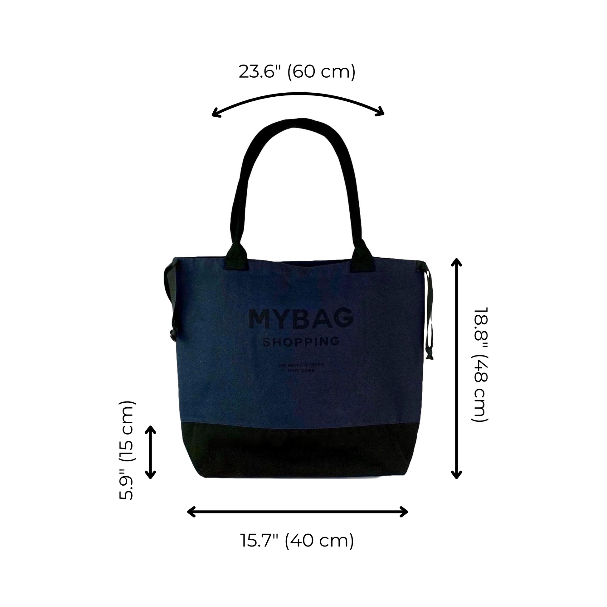 World Traveler Tote Bag, Navy - Black Print | Bag-all