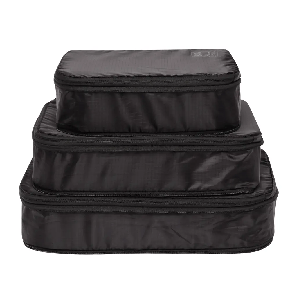 Re-cycled and Reinforced Nylon Compression Packing Cubes, 3-pack Black | Bag-all