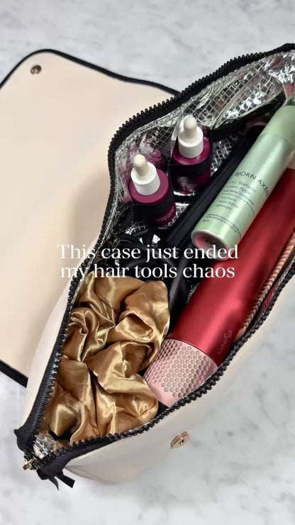 Hair Tools Travel Case w Heat-Resistant Mat – Cream
