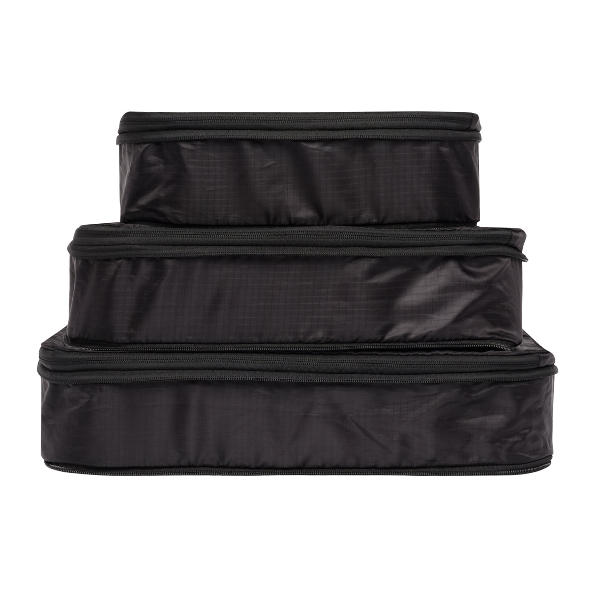 Re-cycled and Reinforced Nylon Compression Packing Cubes, 3-pack Black