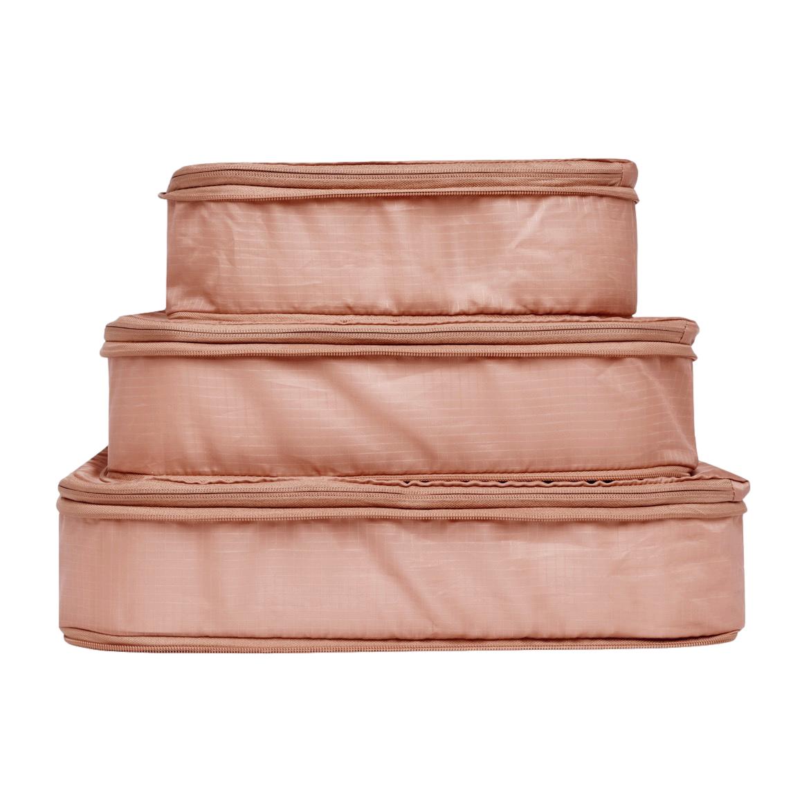 Gerecycleerde en versterkte nylon compressieverpakkingsblokjes, 3-pack roze/blush