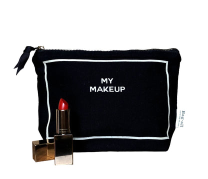 Bag-all Deal Gift Set for Her featuring black cotton makeup case, lingerie case, and jewelry organizer with striped lining, perfect for luxury organization