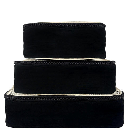 Cubes de rangement en Coton Noire, Lot de 3 - Bag-all France
