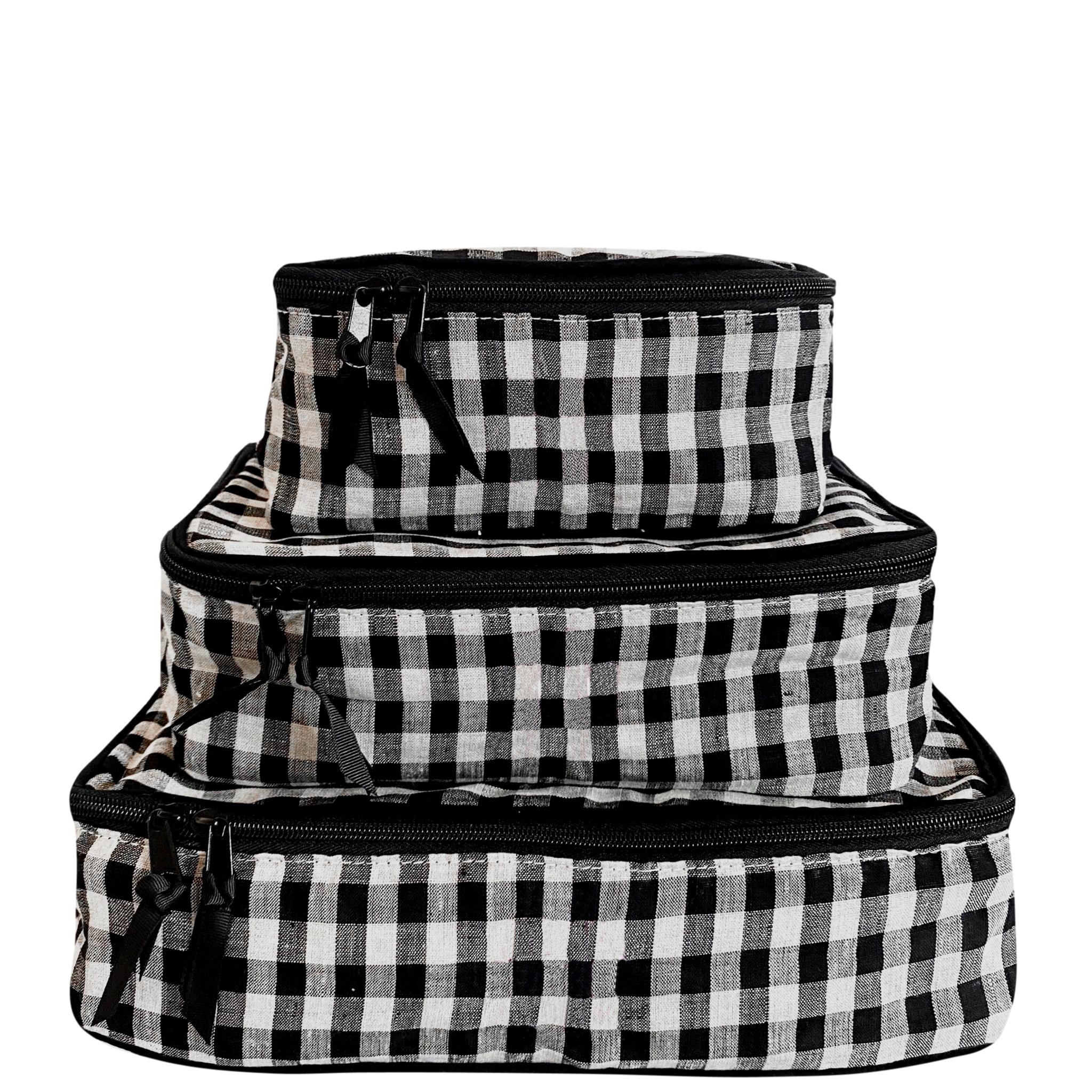 Linen Packing Cubes, 3-pack Gingham