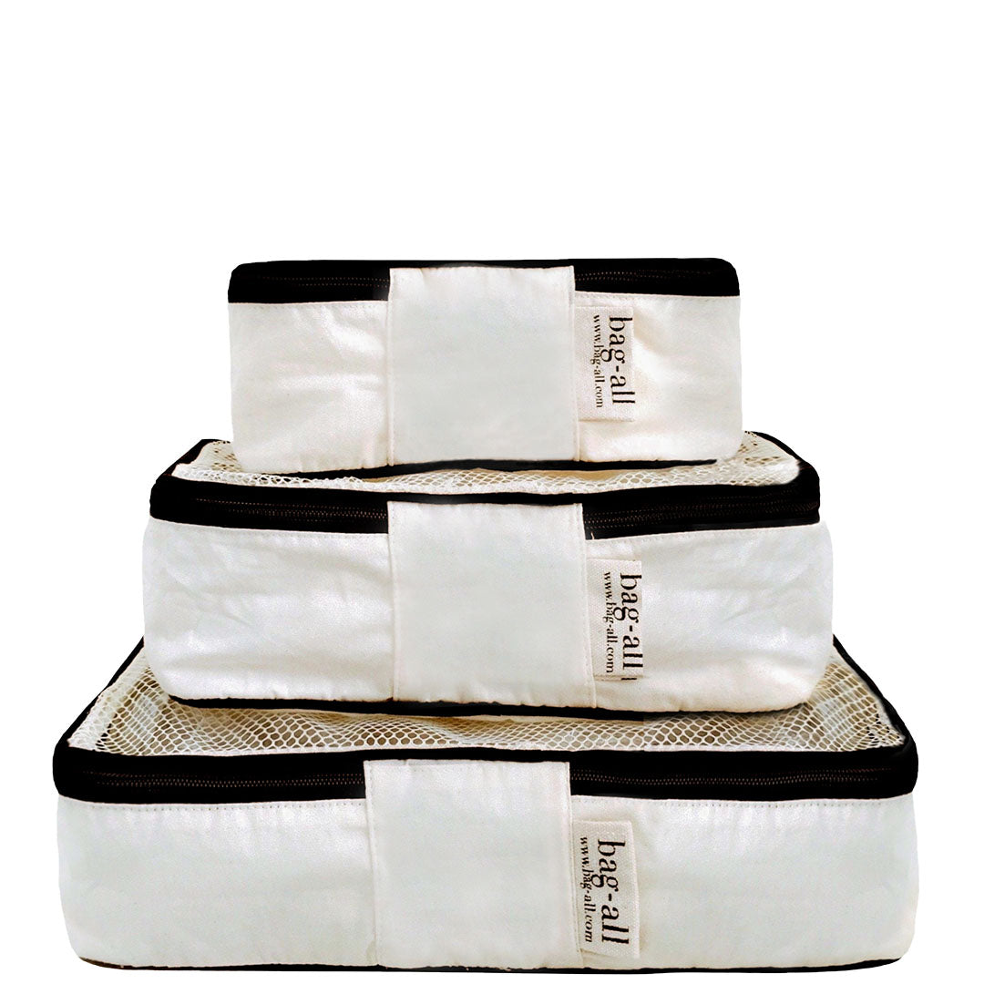 Cubes de rangement en Coton Crème, Lot de 3 - Bag-all France