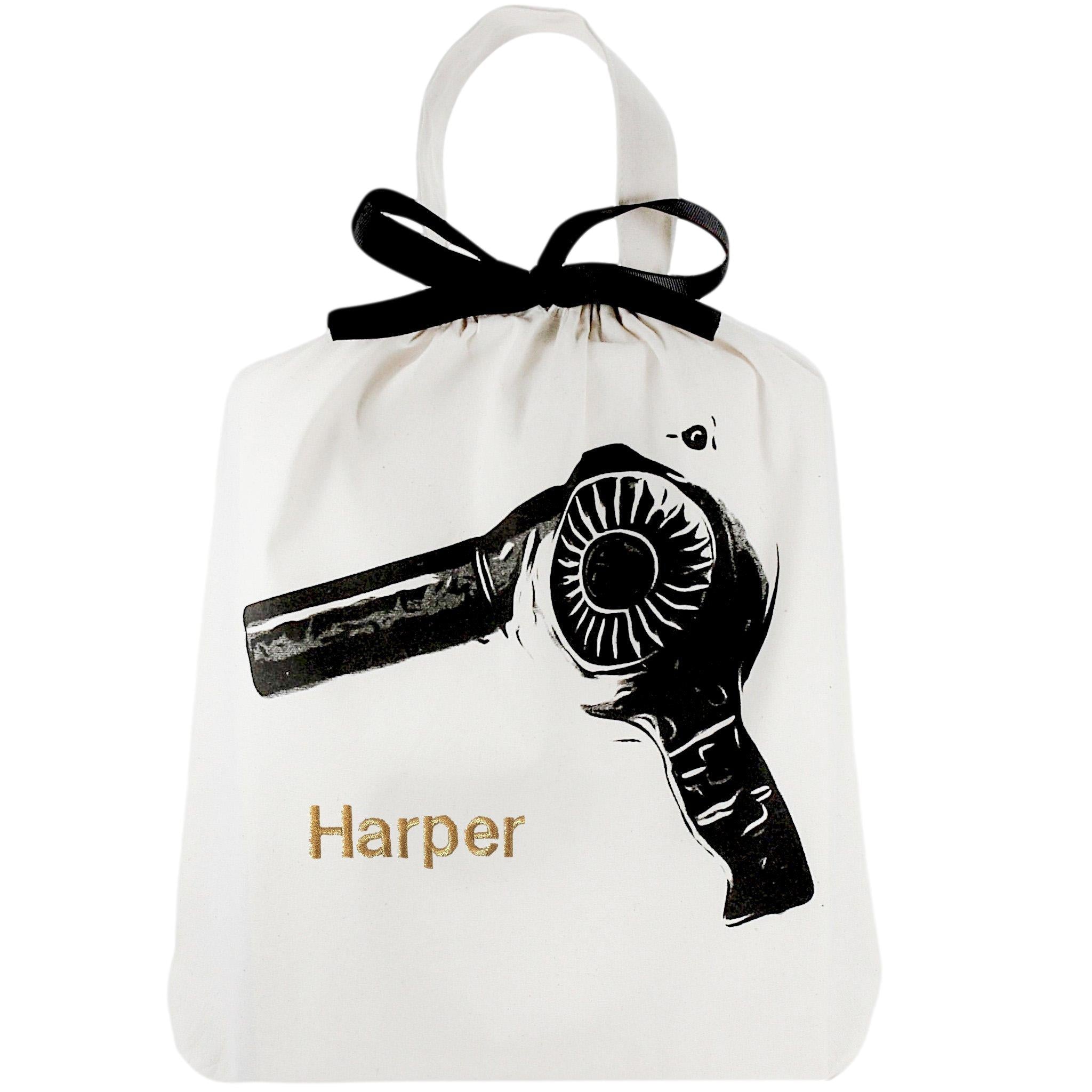 Sac pour sèche-cheveux pour votre sèche-cheveux avec "harper" personnalisé sur le devant.