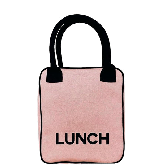 Bag-all Pink Insulated Lunch Box with black handles and text, stylish cotton lunch bag for work and school, keeps food warm or cold